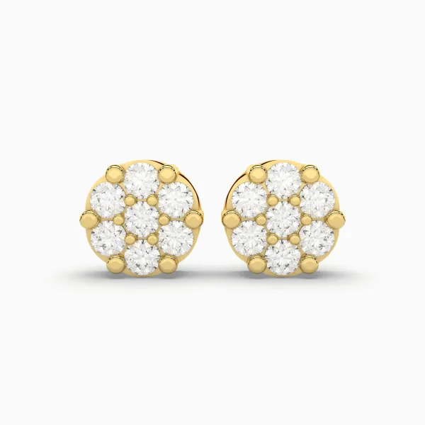 Round Natural Diamond Stud Earrings For Unisex