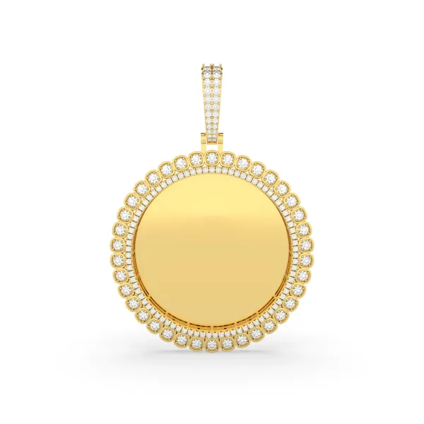Iced-Out Cuban Frame Round Picture Pendant