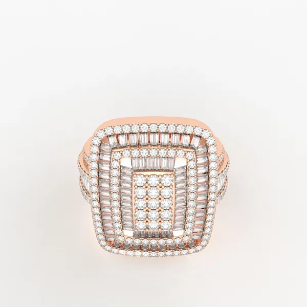 10K Rose Gold Natural Diamond 10K Solid Gold Mens Ring