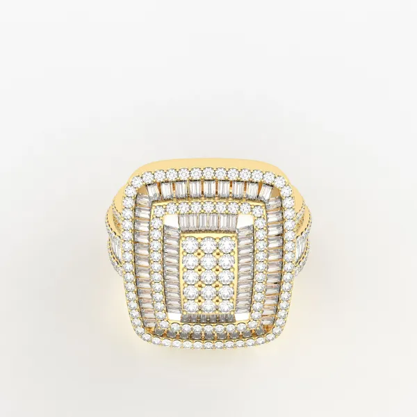 10K Yellow Gold Natural Diamond 10K Solid Gold Mens Ring