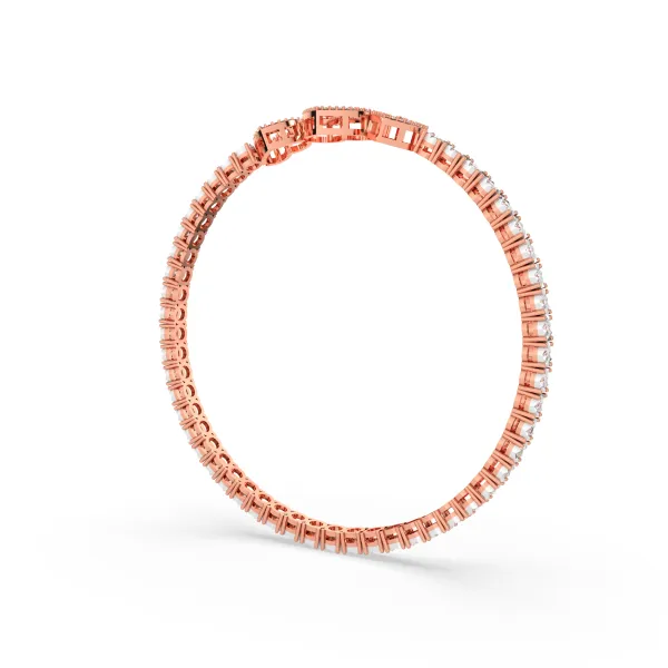 10K Rose Gold Matrix Natural Round Diamond Tennis Bracelet
