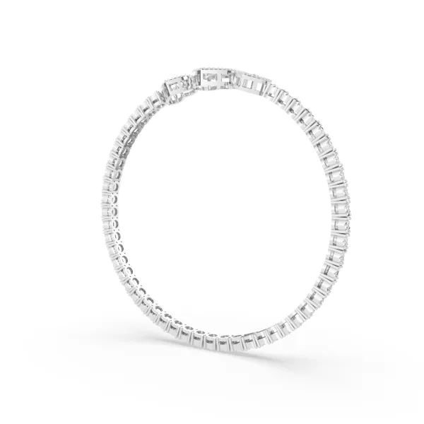 10K White Gold Matrix Natural Round Diamond Tennis Bracelet