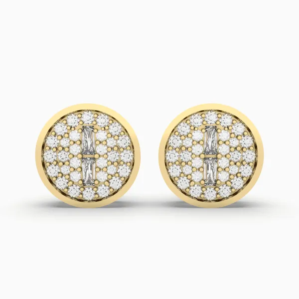 10K Gold Halo Natural Diamond Stud Earring For Women