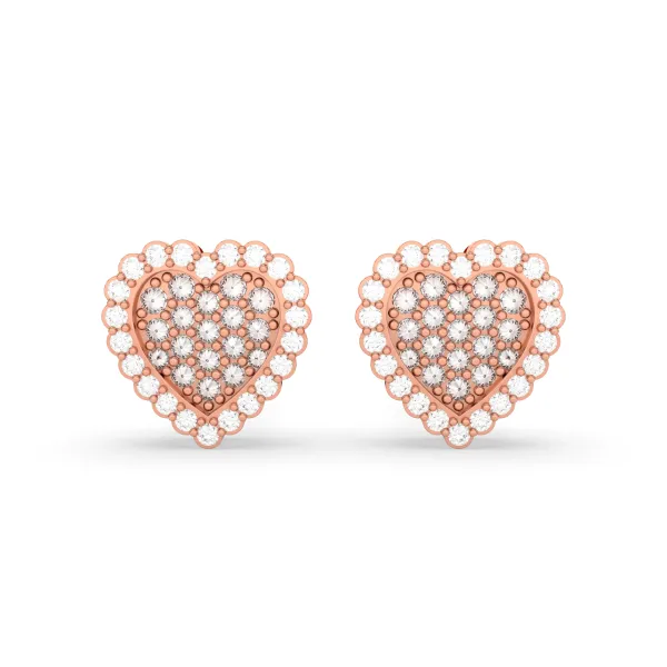 10K Rose Gold Women'S Heart-Shaped 0.34 CT Natural Diamond Stud Earrings