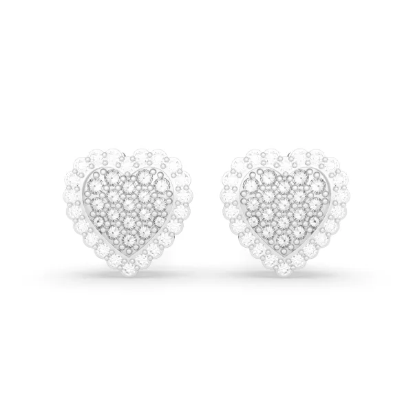 10K White Gold Women'S Heart-Shaped 0.34 CT Natural Diamond Stud Earrings