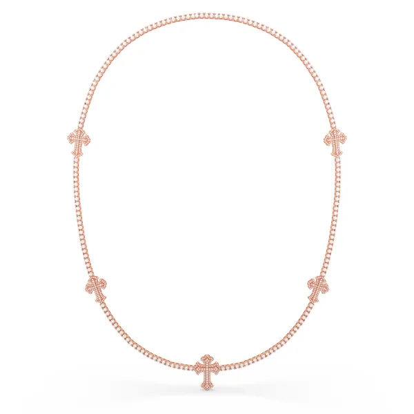 10K Rose Gold Choker Signature Cross Necklace