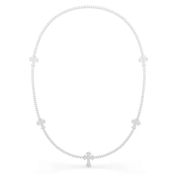 10K White Gold Choker Signature Cross Necklace