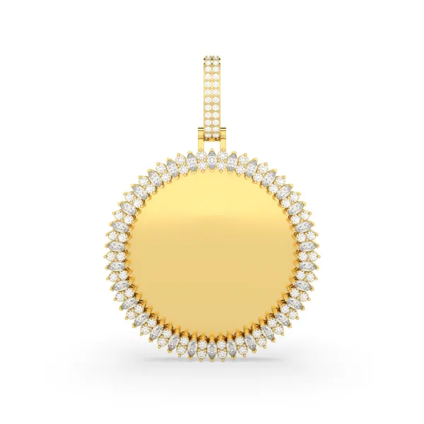 Lab Grown Diamond Picture Memory Frame Pendant For Men'S