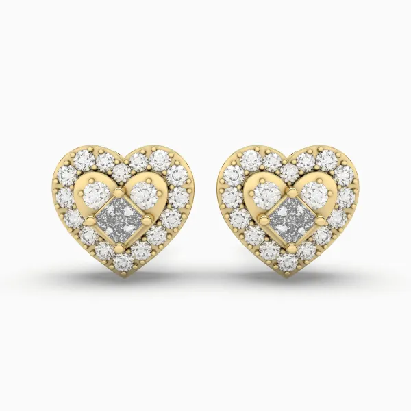 Heart Shaped 0.54 CT.T.W Natural Diamond Stud Earring For Her