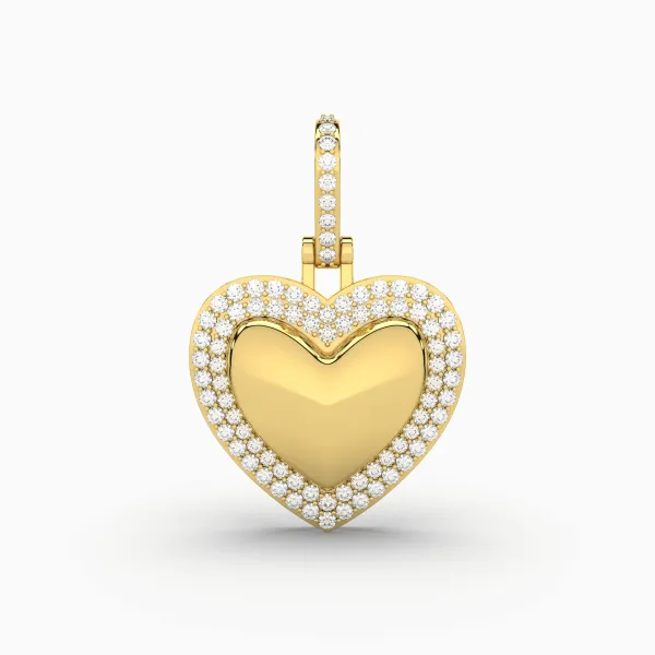 Heart Charm Round Natural Diamond Pendant For Women