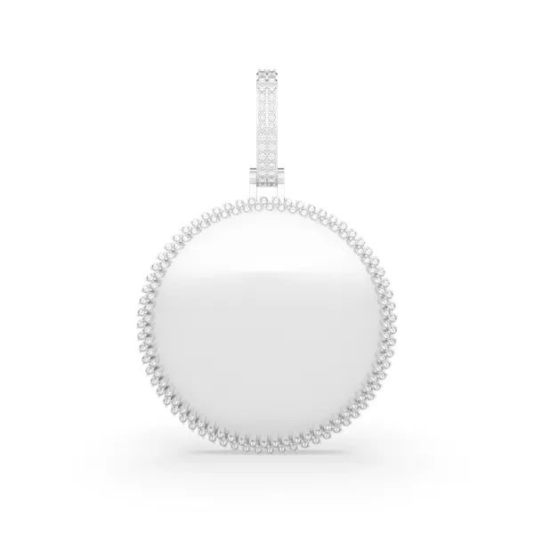 10K White Gold Natural Diamond Memory Picture Pendant