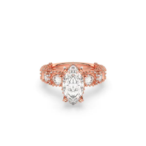 10K Rose Gold Marquise-Cut Lab Grown Diamond Or Engagement Ring
