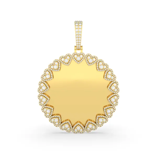 Natural Round Diamond Memory Photo Pendant