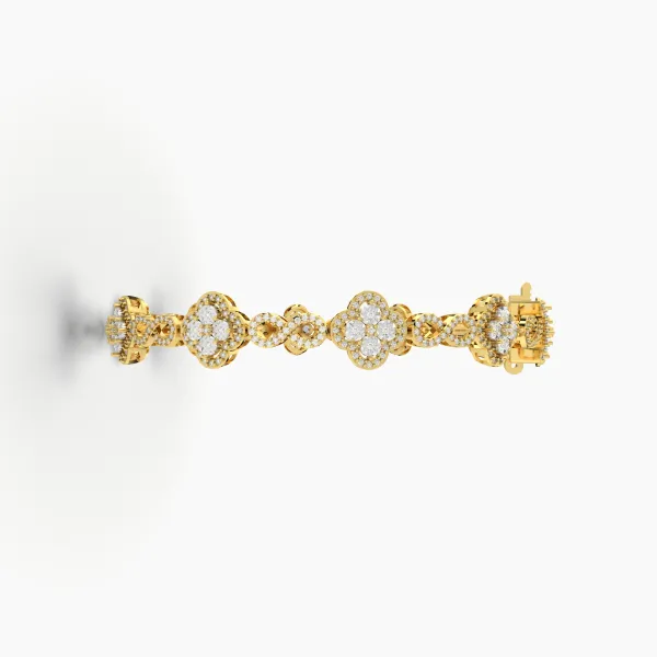 Natural Diamond Flower Cluster Link Bracelet