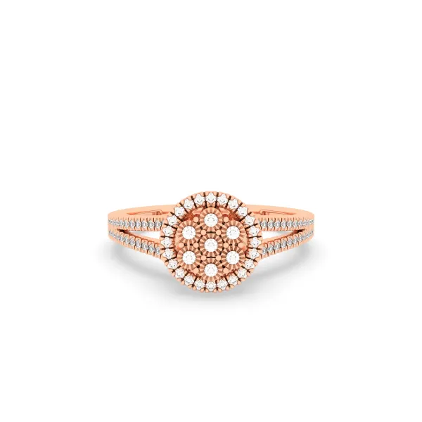 10K Rose Gold Round Cluster Double Halo Engagement Ring