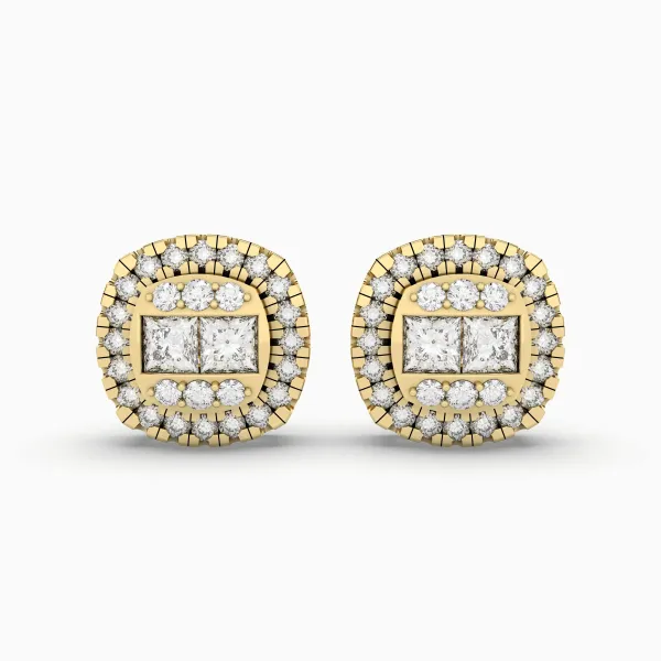 Punky Gold Round Natural Diamond Earrings