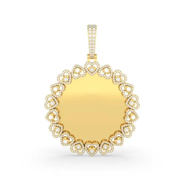 Natural Diamond Personalized Photo Pendant With A Heart-Shaped Border