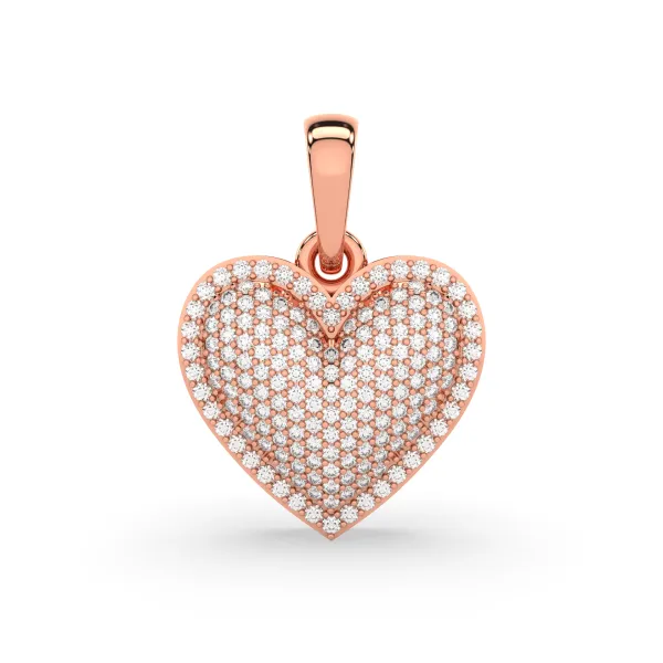 10K Rose Gold Heart-Shaped Natural Diamond Cluster Pendant