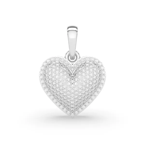 10K White Gold Heart-Shaped Natural Diamond Cluster Pendant
