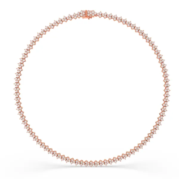 10K Rose Gold Featuring Round-Cut Natural Diamond Tennis Necklace