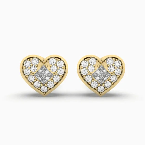 Elegant Sparkling Heart Halo Natural Diamond Stud Earrings For Women