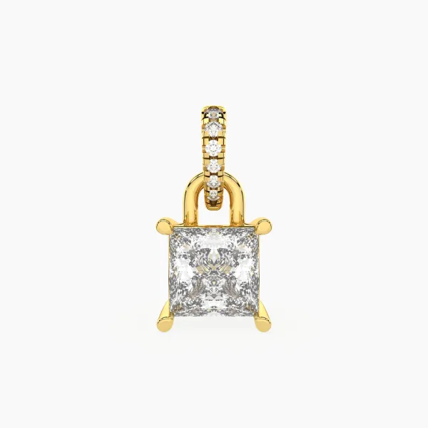 Classic Princess Cut Lab Grown Diamond Solitaire Pendant