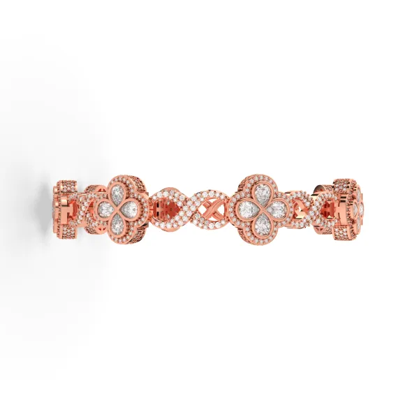 10K Rose Gold Clover Tennis Bracelet