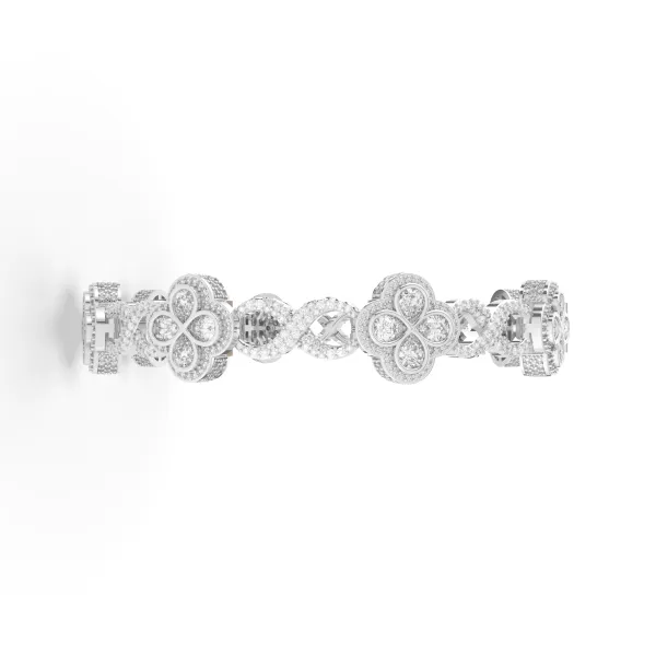 10K White Gold Clover Tennis Bracelet