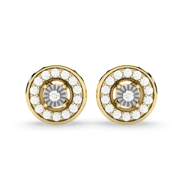 0.15 CT.T.W Gold Round Natural Diamond Stud Earring For Women