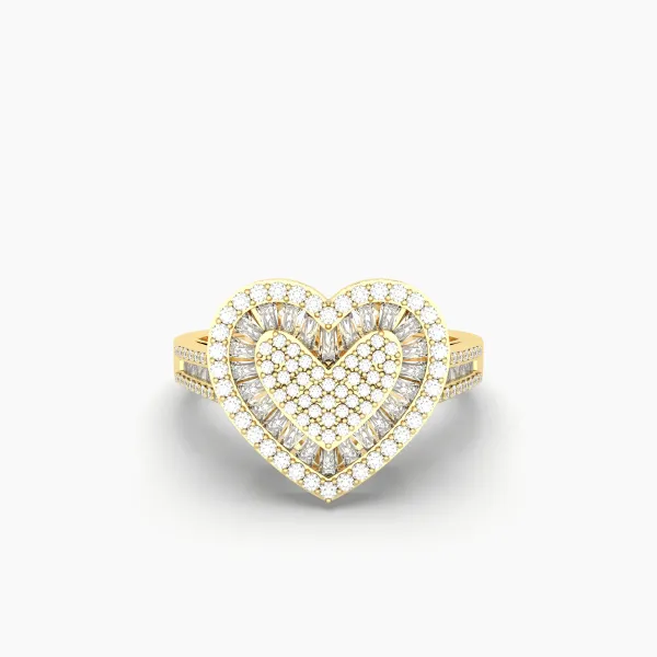 Dual Tone Heart Shaped Natural Diamonds Ring