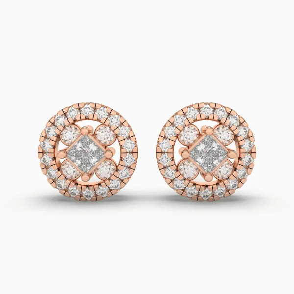 10K Rose Gold Round Diamond Stud Earrings - 0.30 CT Prong Setting