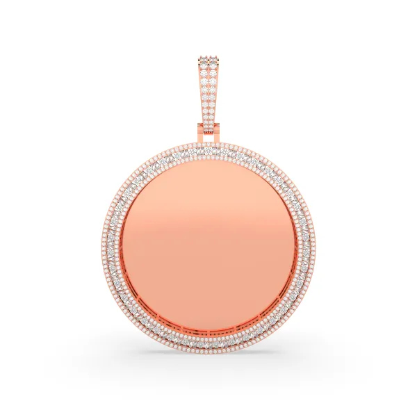 10K Rose Gold Men'S Natural Round Diamond Memory Charm Pendant