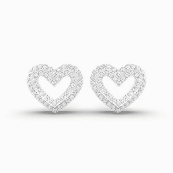 10K White Gold Heart Shaped Stud Diamond 0.26 CT.T.W Round Earring