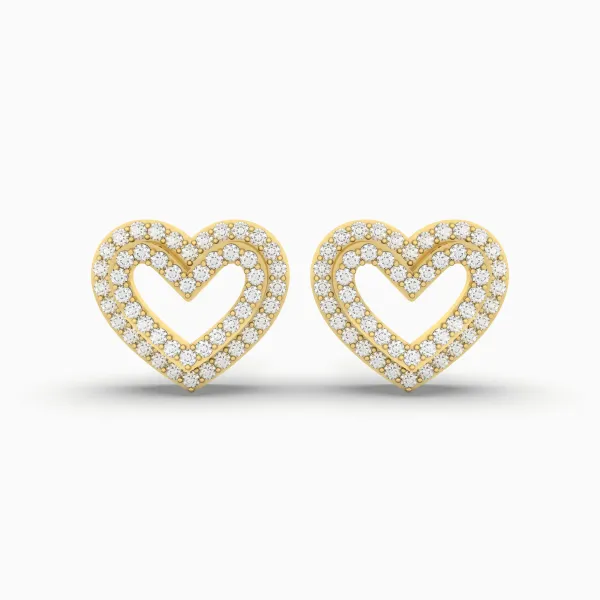 Heart Shaped Stud Natural Diamond 0.26 CT.T.W Round Earring