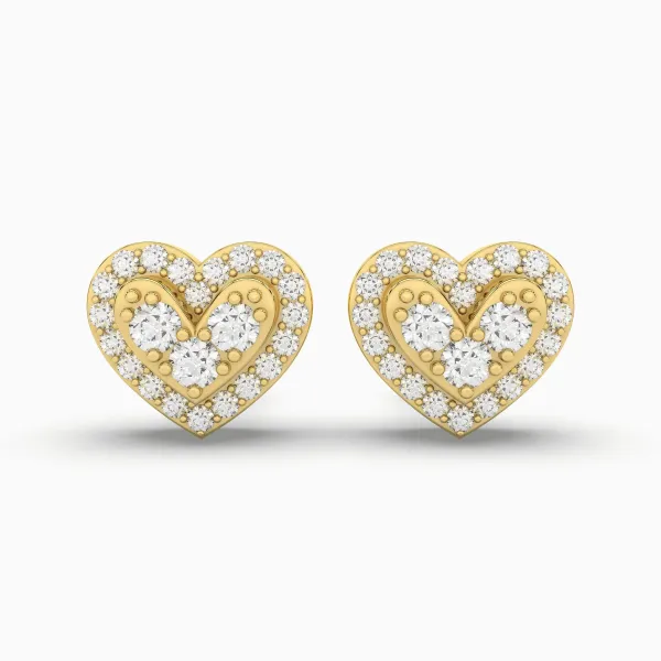 Elegant Sparkling Heart Halo Natural Diamond Earrings