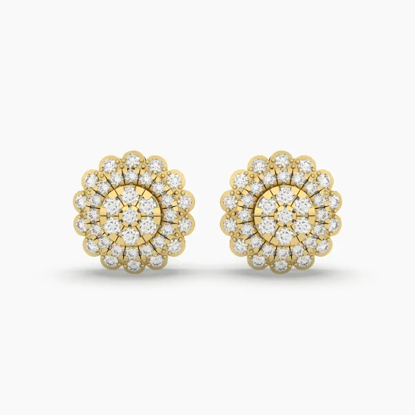 Round Natural Diamond Halo Stud Earrings