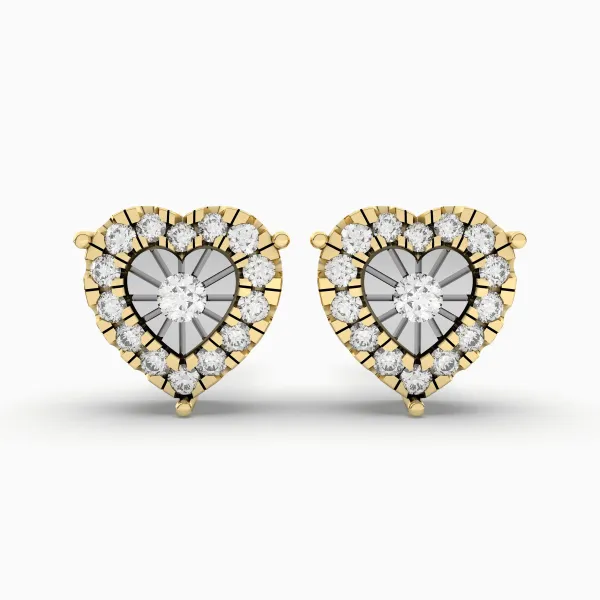 Womens Glittering Heart Natural Diamond Stud Earring