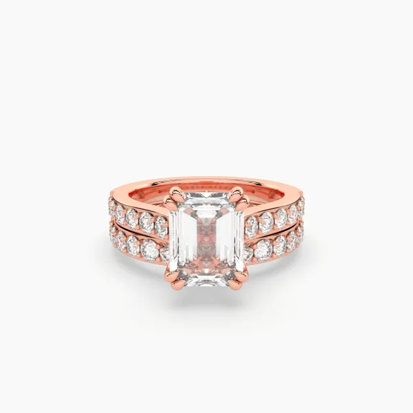 10K Rose Gold Emerald-Cut Lab-Grown Diamond Engagement Ring