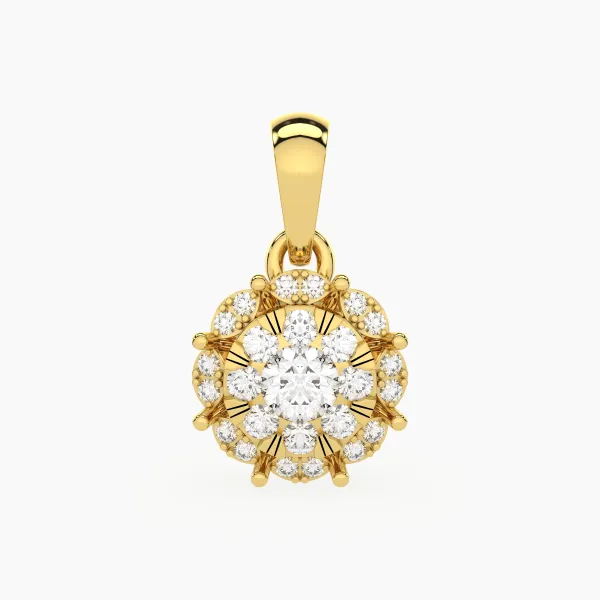 Dazzling Center Round Lab Grown Diamond Cluster Halo Pendant