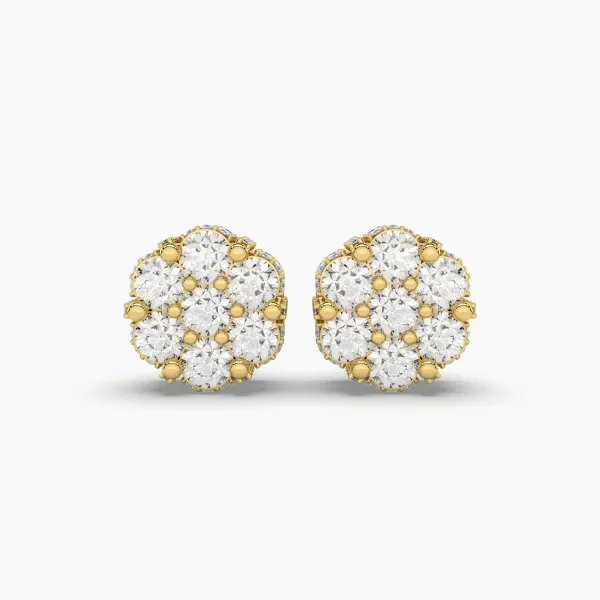 Blossom Flower Seven Natural Diamond Studs Earrings