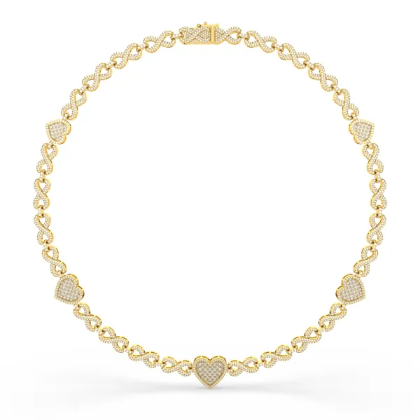 Sterling Natural Diamond Heart Link Necklace For Women