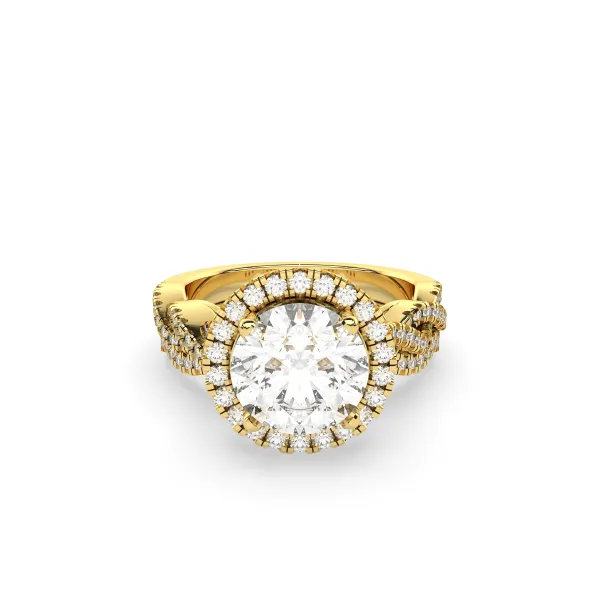 Large Round Center Diamond Halo Engagement Ring