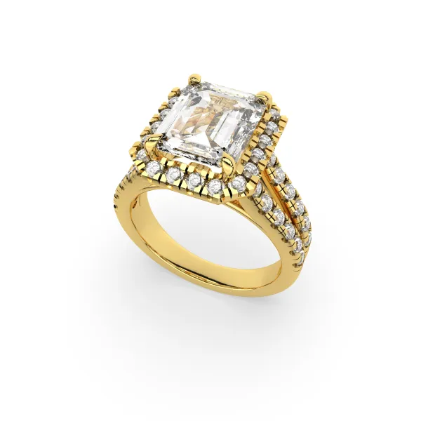 Emerald Cut Diamond Halo Engagement Ring