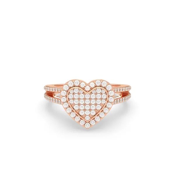 10K Rose Gold Diamonds Heart Bridal Ring