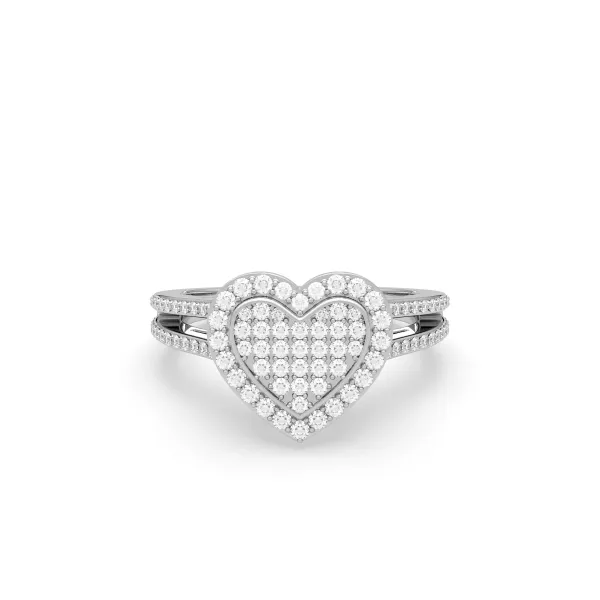 10K White Gold Diamonds Heart Bridal Ring