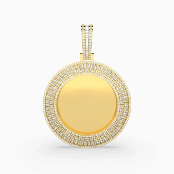 10K Yellow Gold Memory Photo Natural Diamond Pendant