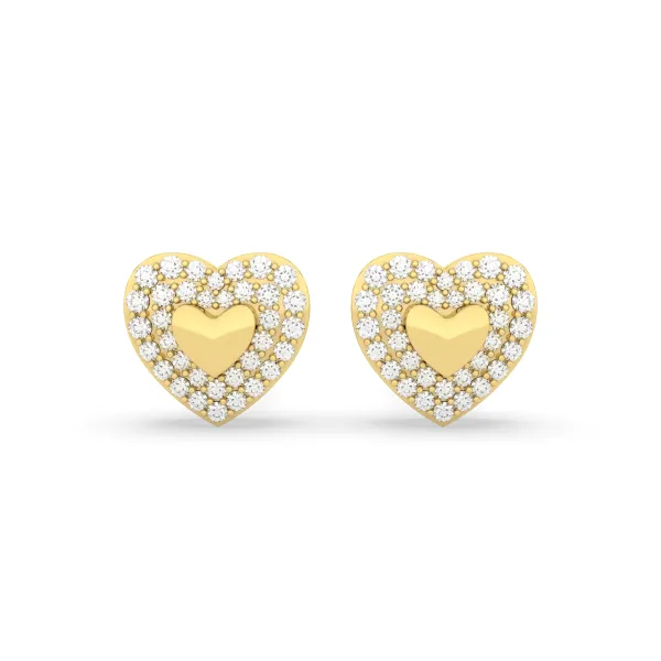 Women'S Heart-Shaped Natural Diamond Stud Earrings