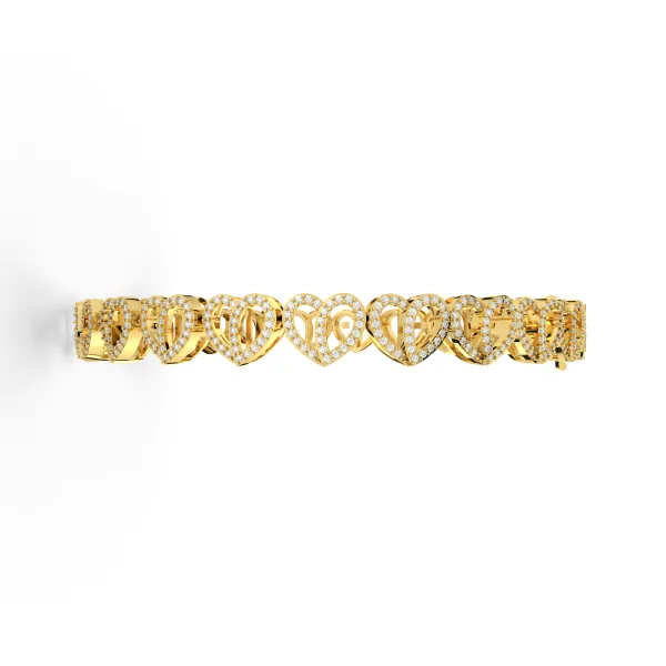 Heart-Shaped Natural Diamond Link Bracelet For Women'S