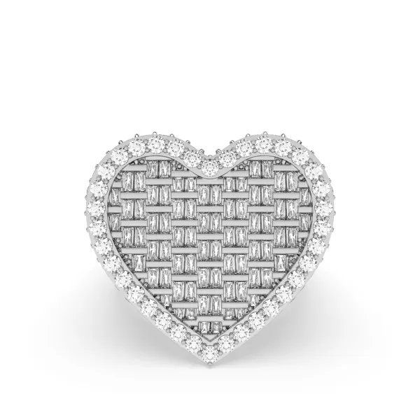 10K White Gold Emerald Diamond Heart Statement Ring