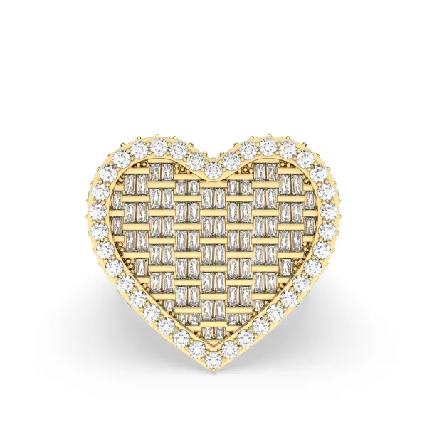 10K Yellow Gold Emerald Diamond Heart Statement Ring